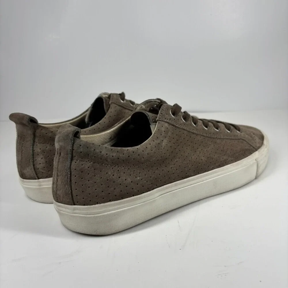 Pointer A.F.D. Men's US 11 Brown Perforated Suede Low-Top Court Lace-Up Sneakers